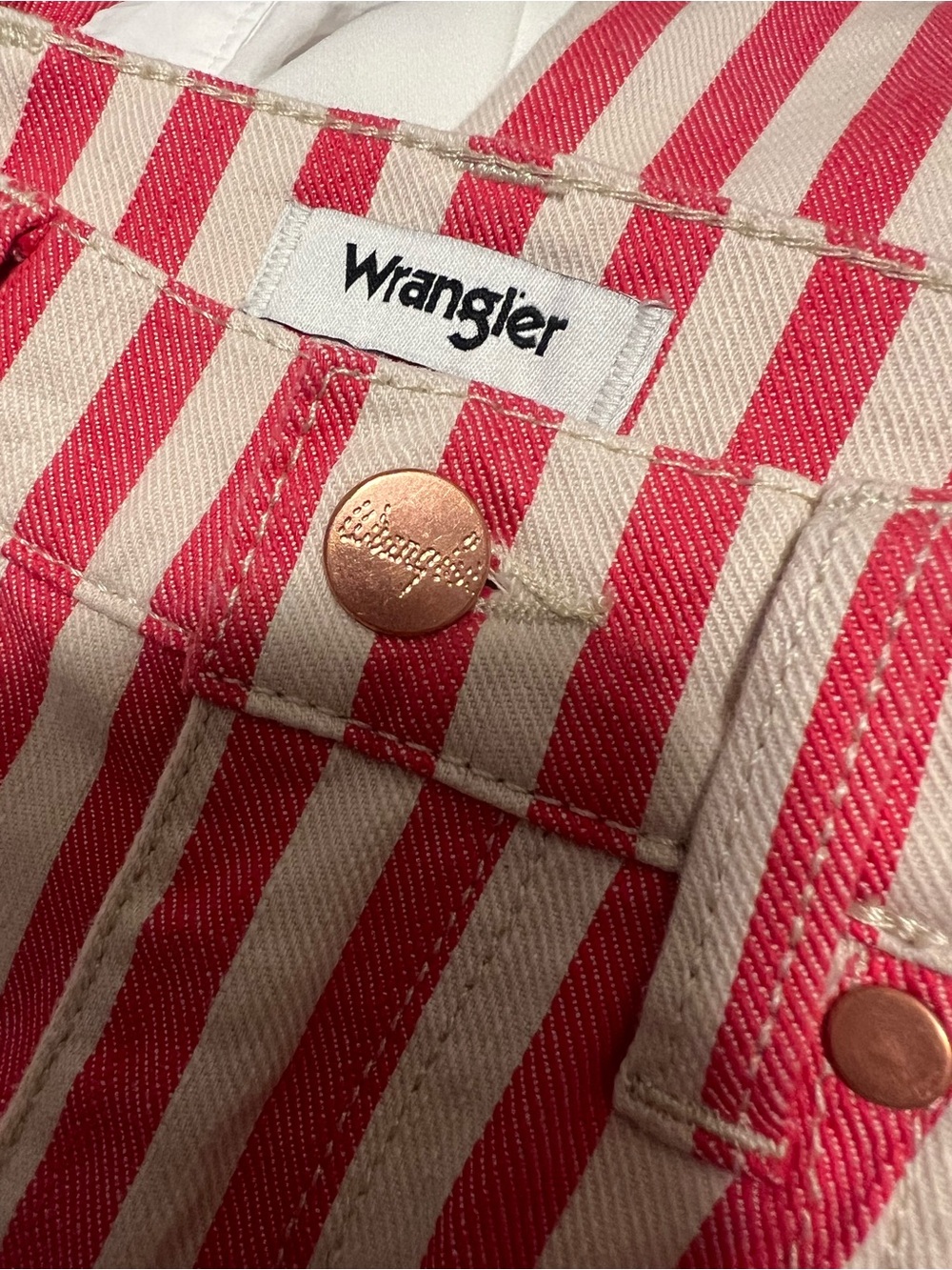 Wrangler Wanderer Bell Bottom Flare Jeans USA Red White Stripe High Rise 26 Boho - Picture 11 of 11